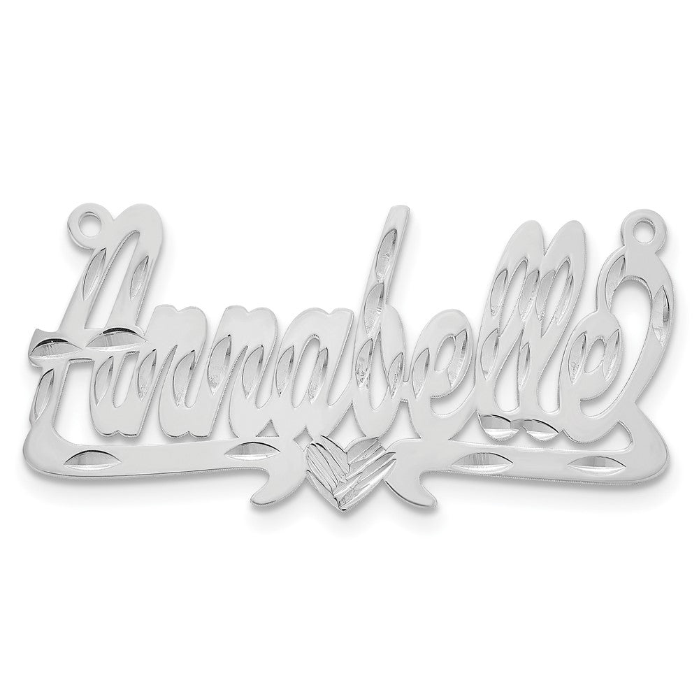 10k White Gold Diamond-cut Heart Name Plate