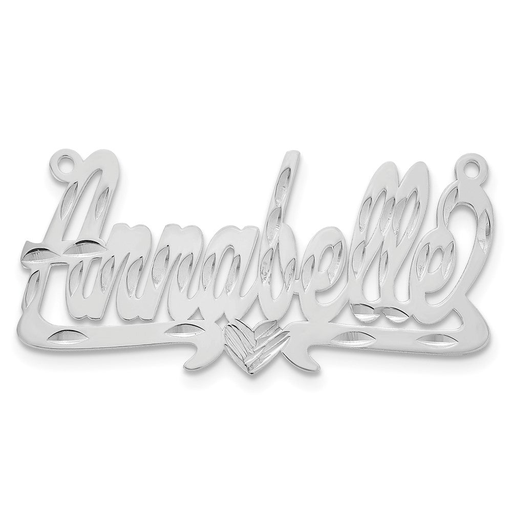 14k White Gold Diamond-cut Heart Name Plate