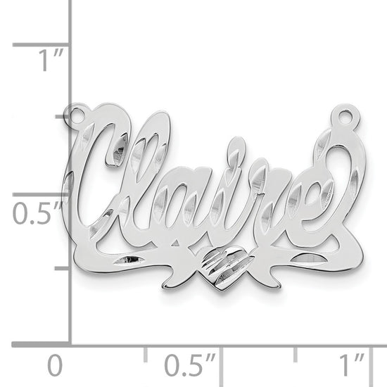 14k White Gold Diamond-cut Heart Name Plate