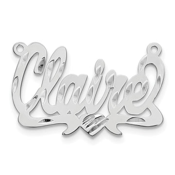 10k White Gold Diamond-cut Heart Name Plate