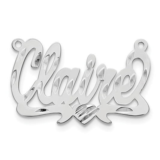 10k White Gold Diamond-cut Heart Name Plate
