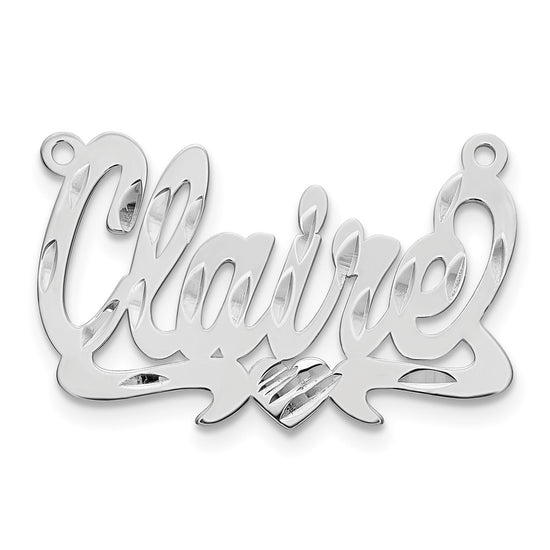 14k White Gold Diamond-cut Heart Name Plate