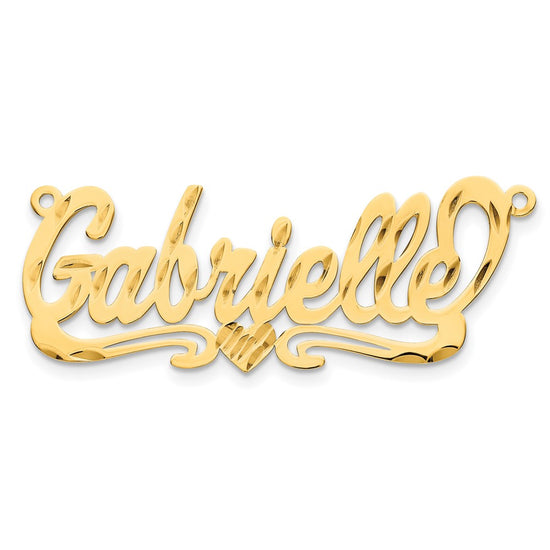 14k Yellow Gold Diamond-cut Heart Name Plate