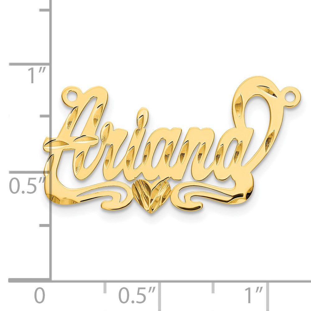 14k Yellow Gold Diamond-cut Heart Name Plate