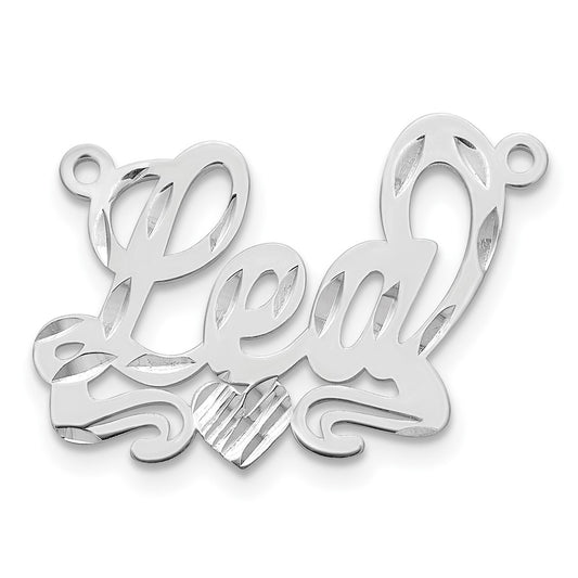 14k White Gold Diamond-cut Heart Name Plate