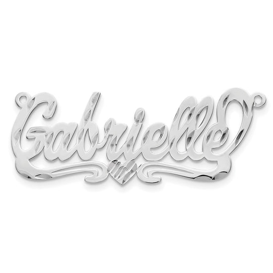 14k White Gold Diamond-cut Heart Name Plate