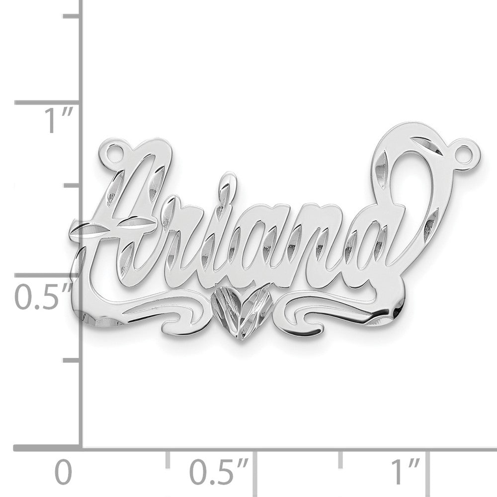 14k White Gold Diamond-cut Heart Name Plate