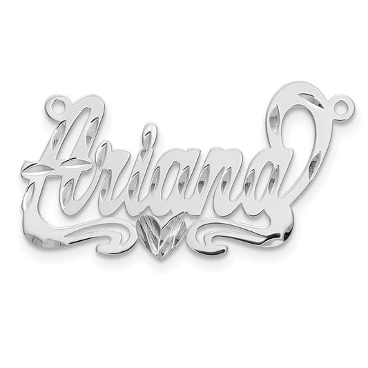 14k White Gold Diamond-cut Heart Name Plate