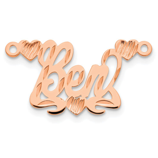 14kk Rose Gold Diamond-cut Hearts Name Plate