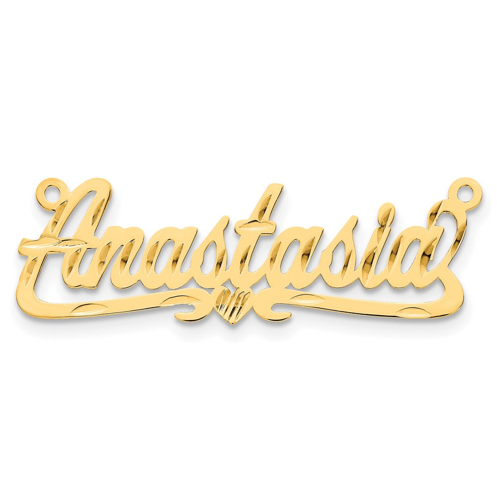14k Yellow Gold Diamond-cut Heart Name Plate