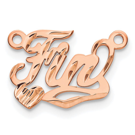 14k Rose Gold Diamond-cut Heart Name Plate