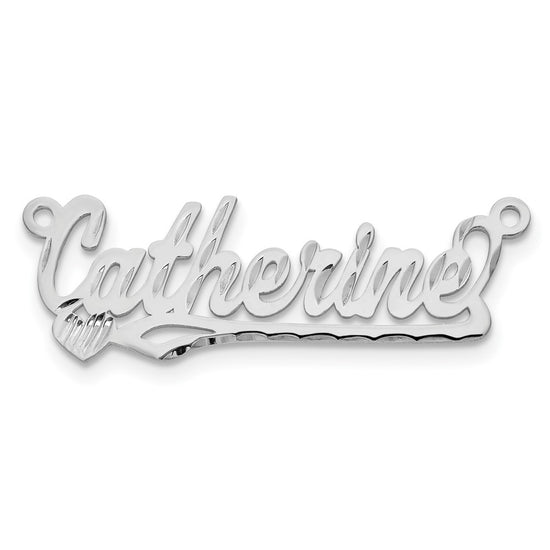 14k white Gold Diamond-cut Heart Name Plate