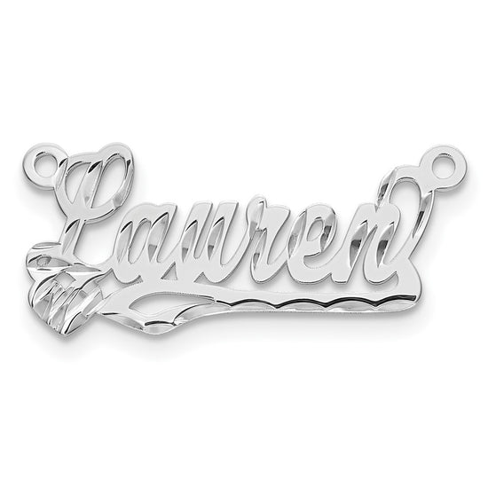 14k white Gold Diamond-cut Heart Name Plate
