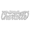 10k White gold Satin Diamond0cut Heart Name Plate