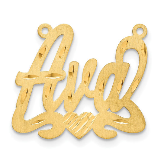 14k Yellow Gold Satin Diamond-cut Heart Name Plate