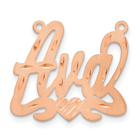 14k Rose Gold Satin Diamond-cut Heart Name Plate