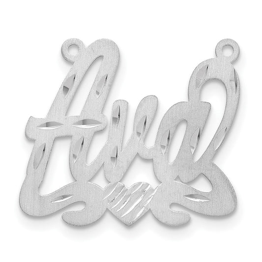 10k White Gold Satin Diamond-cut Heart Name Plate