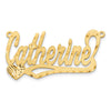 14k Yellow Gold Satin Diamond-cut Heart Name Plate
