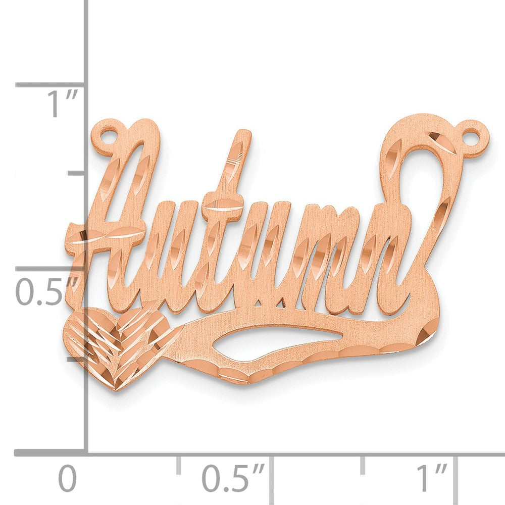 14k Rose Gold Satin Diamond-cut Heart Name Plate