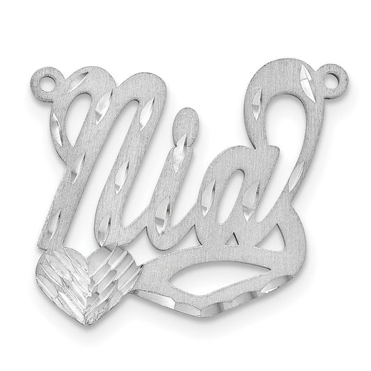 10k White Gold Satin Diamond-cut Heart Name Plate