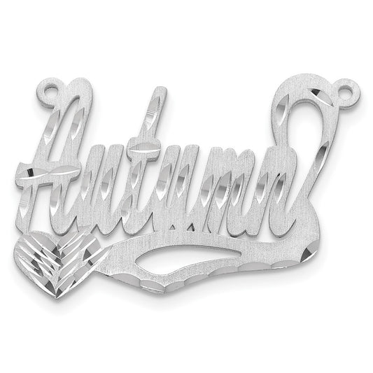 10k White Gold Satin Diamond-cut Heart Name Plate