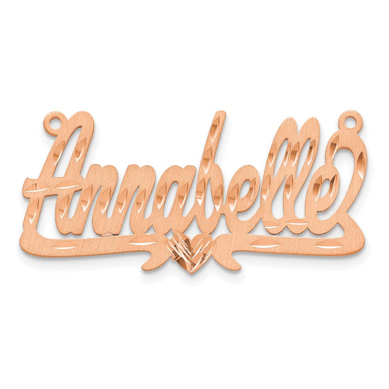 14k Rose Gold Satin Diamond-cut Heart Name Plate