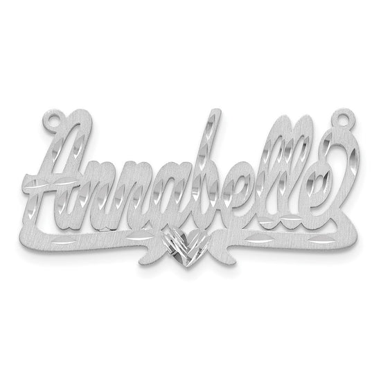 14k White Gold Satin Diamond-cut Heart Name Plate