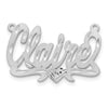 14k White Gold Satin Diamond-cut Heart Name Plate