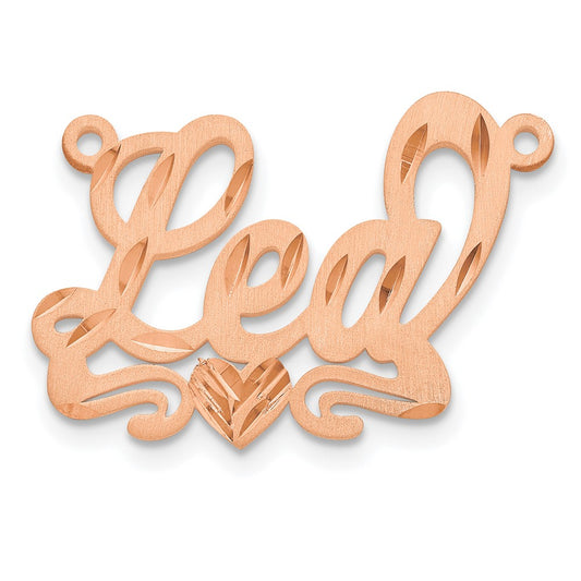14k Rose Gold Satin Diamond-cut Heart Name Plate