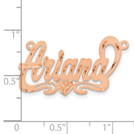 14k Rose Gold Satin Diamond-cut Heart Name Plate