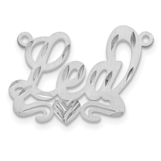 10k White Gold Satin Diamond-cut Heart Name Plate