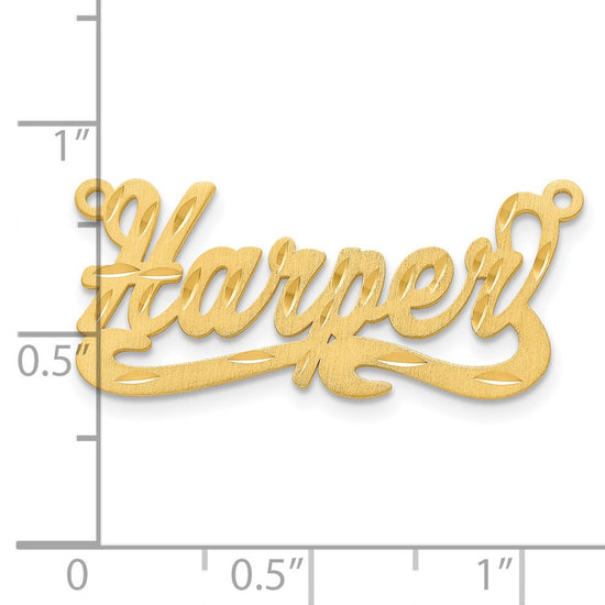 14k Yellow Gold Satin Diamond-cut Name Plate