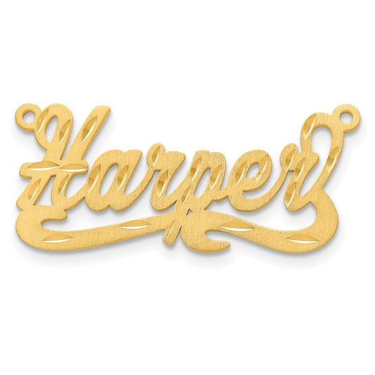 14k Yellow Gold Satin Diamond-cut Name Plate