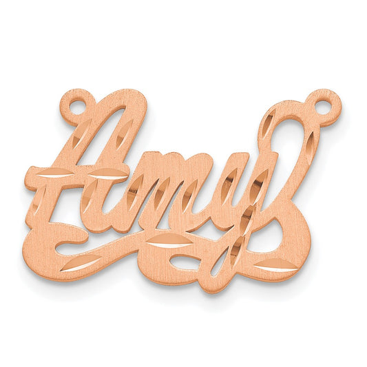 14k Rose Gold Satin Diamond-cut Name Plate