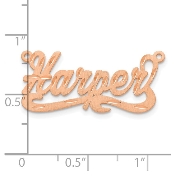 14k Rose Gold Satin Diamond-cut Name Plate