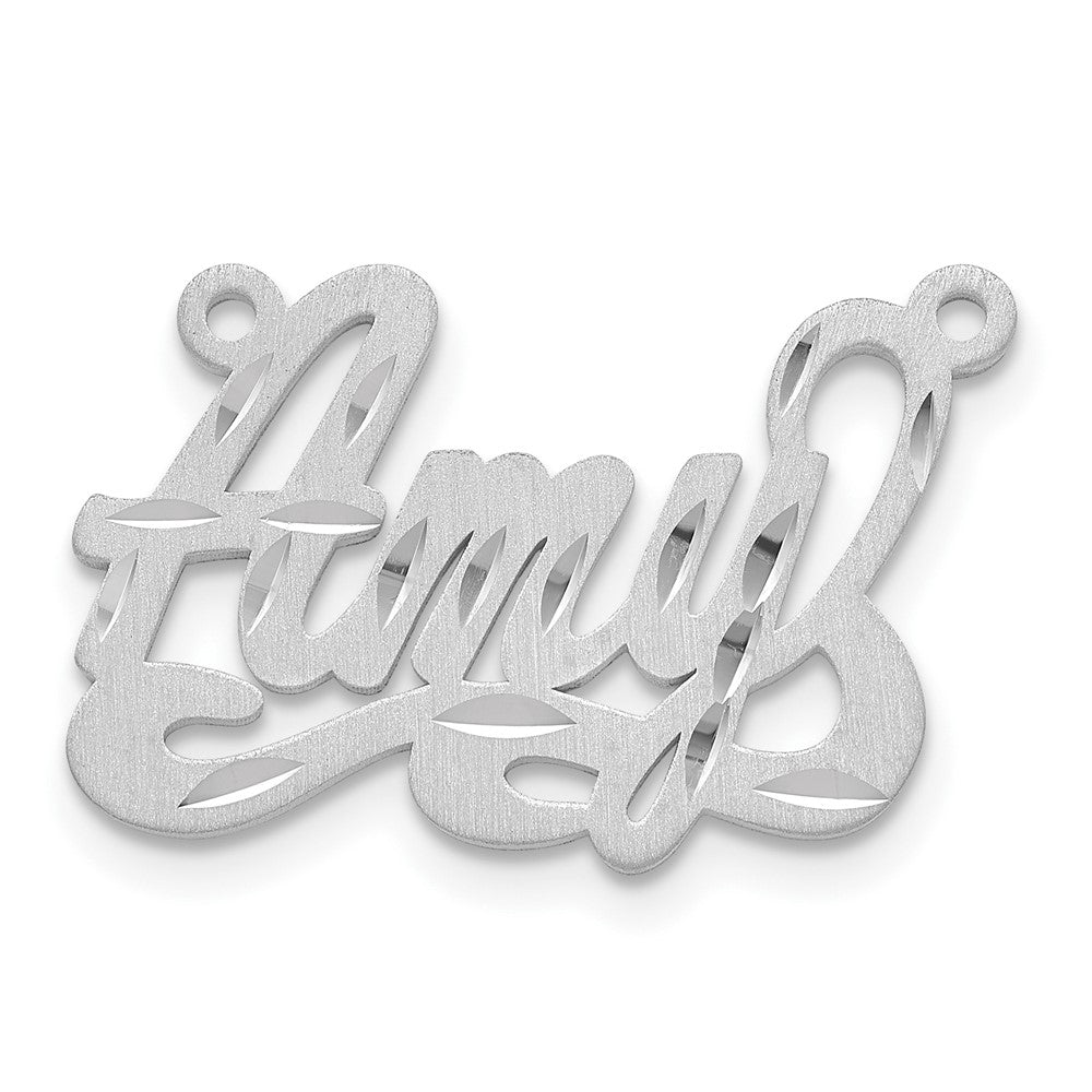 10k White Gold Satin Diamond-cut Name Plate