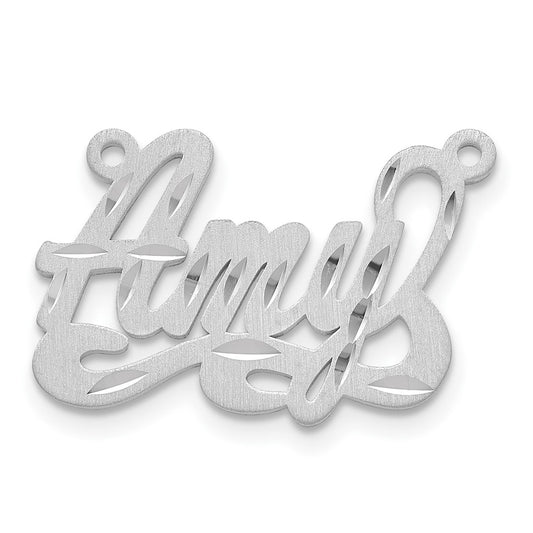 10k White Gold Satin Diamond-cut Name Plate