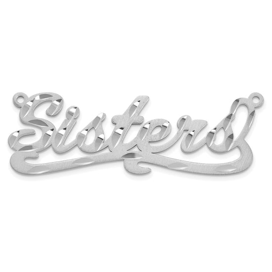 10k White Gold Satin Diamond-cut Name Plate