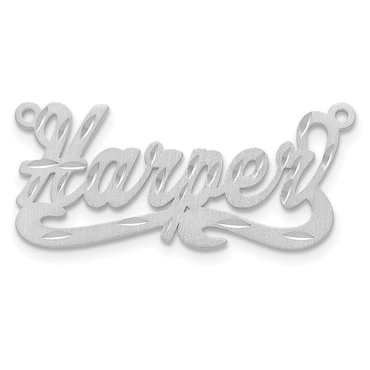10k White Gold Satin Diamond-cut Name Plate