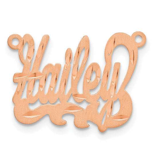 14k Rose Gold Satin Diamond-cut Name Plate