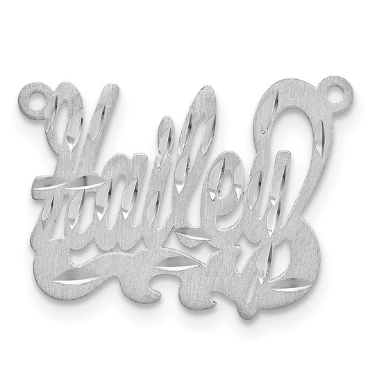 14k White Gold Satin Diamond-cut Name Plate