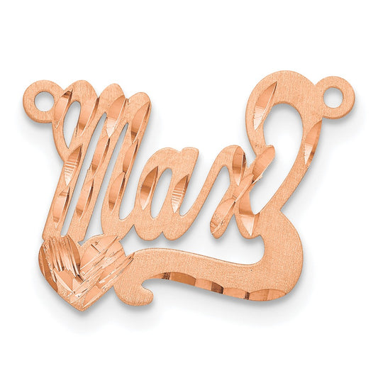 14k Rose Gold Satin Diamond-cut Heart Name Plate