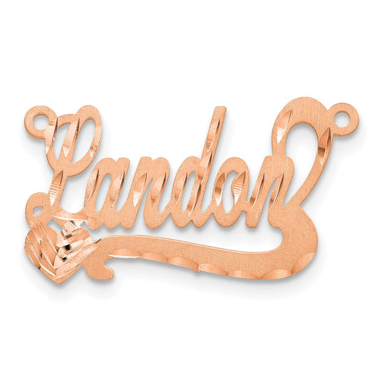 14k Rose Gold Satin Diamond-cut Heart Name Plate