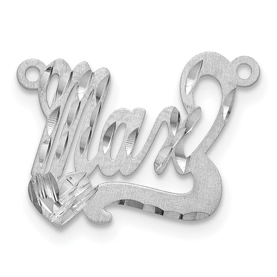 10k White Gold Satin Diamond-cut Heart Name Plate