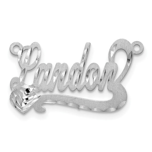 14k White Gold Satin Diamond-cut Heart Name Plate