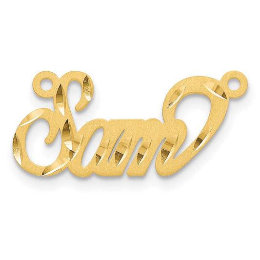 14k Yellow Gold Satin Diamond-cut Name Plate