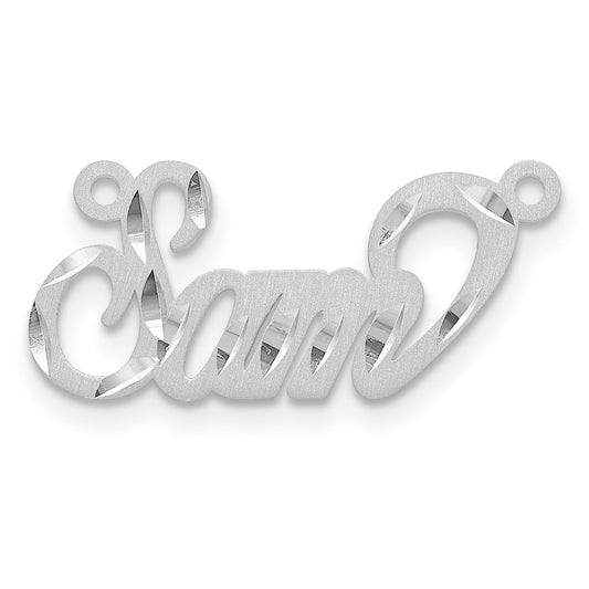 14k White Gold Satin Diamond-cut Name Plate