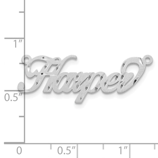 14k White Gold Satin Diamond-cut Name Plate
