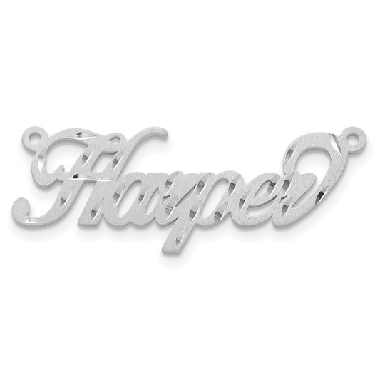 14k White Gold Satin Diamond-cut Name Plate