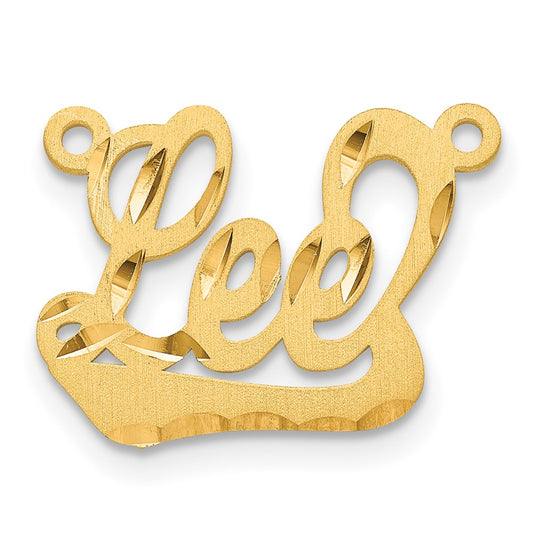 14k Yellow Gold Satin Diamond-cut Underlined Name Plate